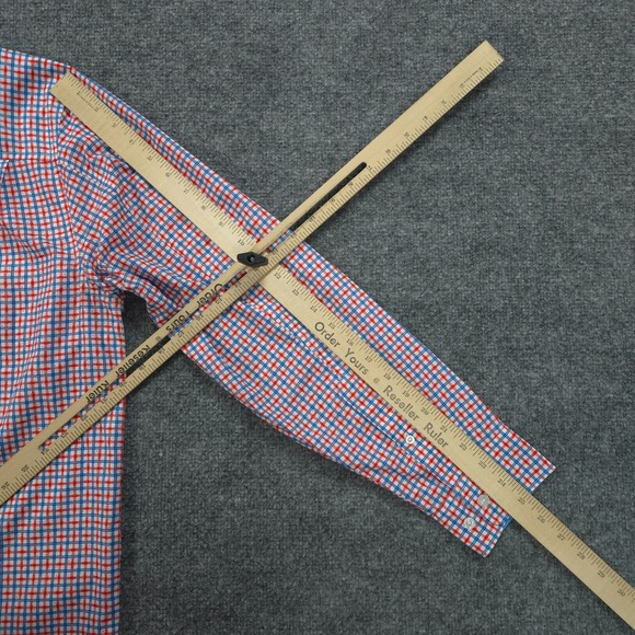 Huk Shirt Mens Large Red Plaid Tide Point Performance Fishing Camp Hike Outdoors - Picture 10 of 11